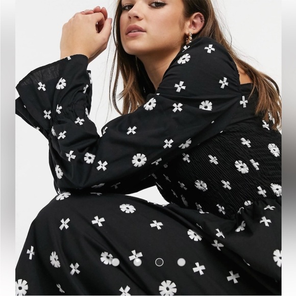 Never Fully Dressed ASOS Black White Embroidered Dress Size 2 - Picture 7 of 13